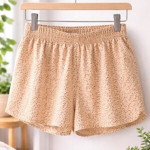 Aerie Pajama Lounge Shorts Medium Beige Print Soft Pull On Sleep